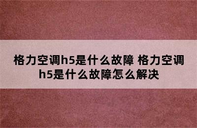 格力空调h5是什么故障 格力空调h5是什么故障怎么解决